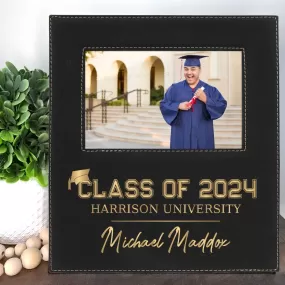 Graduation Picture Frame Engraved Black/Gold | Class of 2024 Graduation Gift