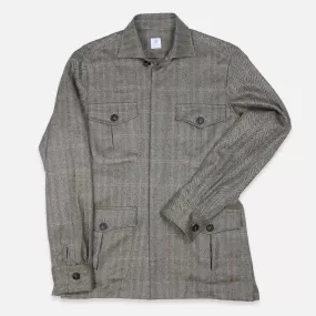 Grey Yellow Herringbone Cashmere Vicuña Safari Jacket