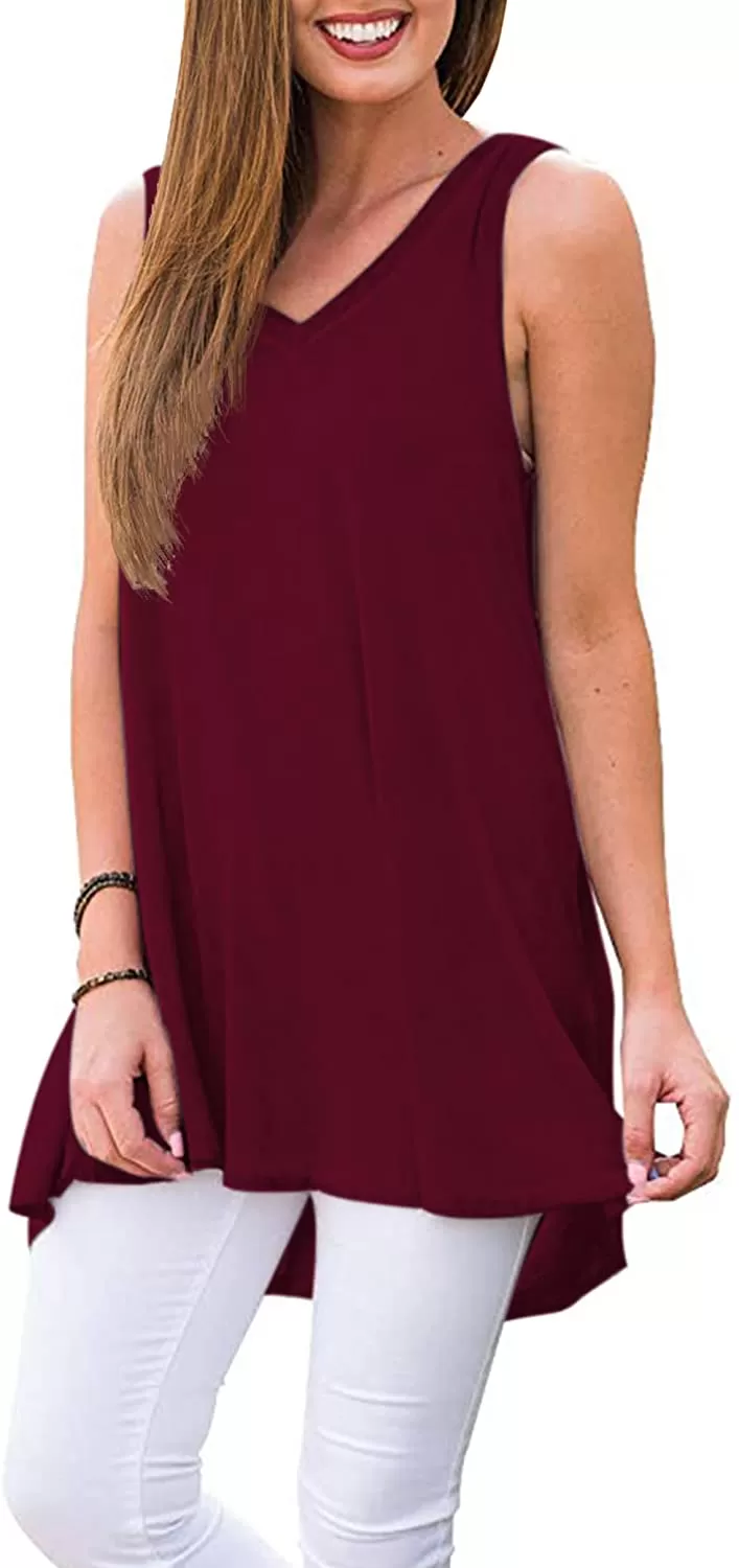 Haute Edition Women's V-Neck Tunic Length Long Tank