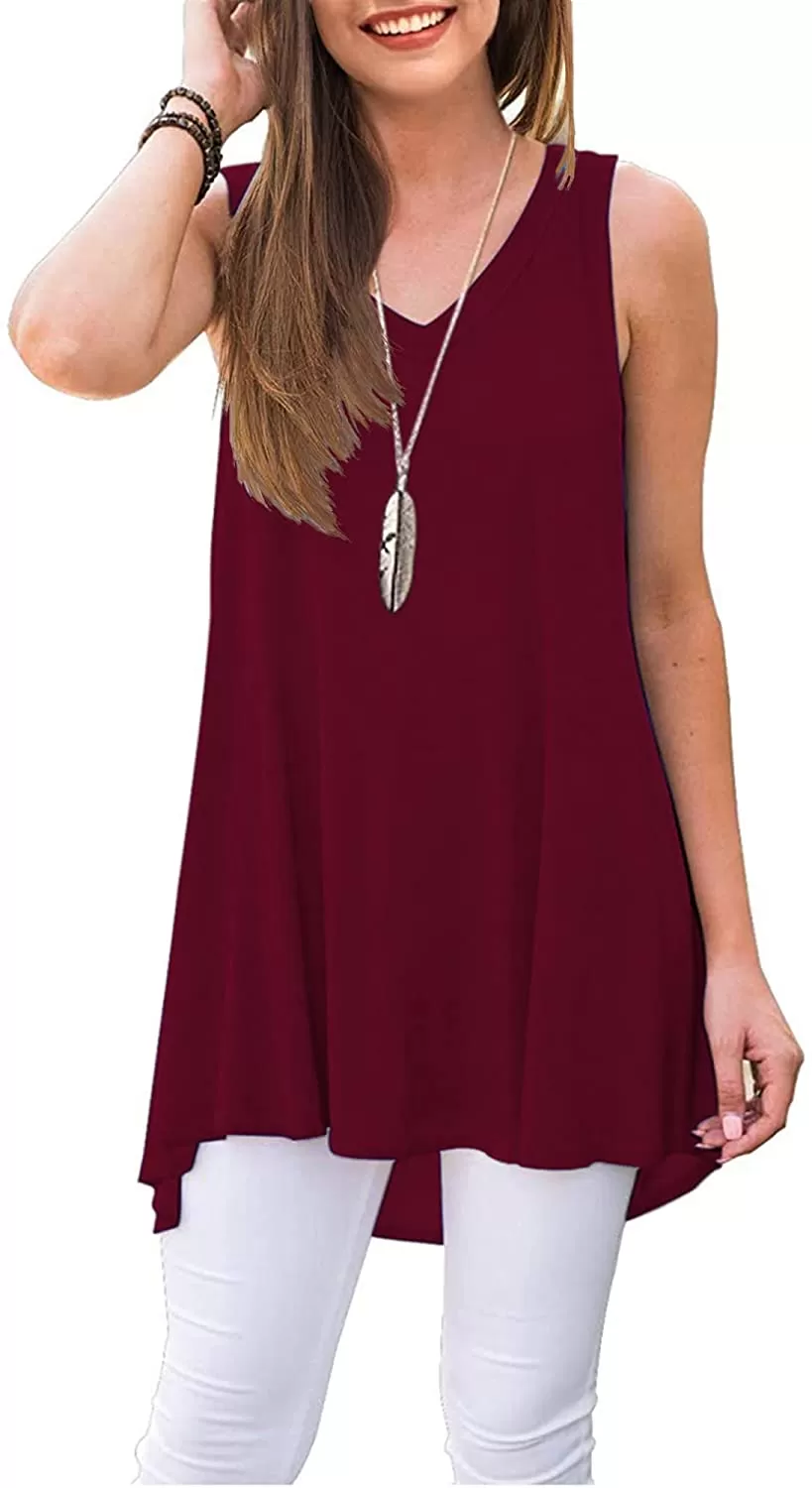 Haute Edition Women's V-Neck Tunic Length Long Tank