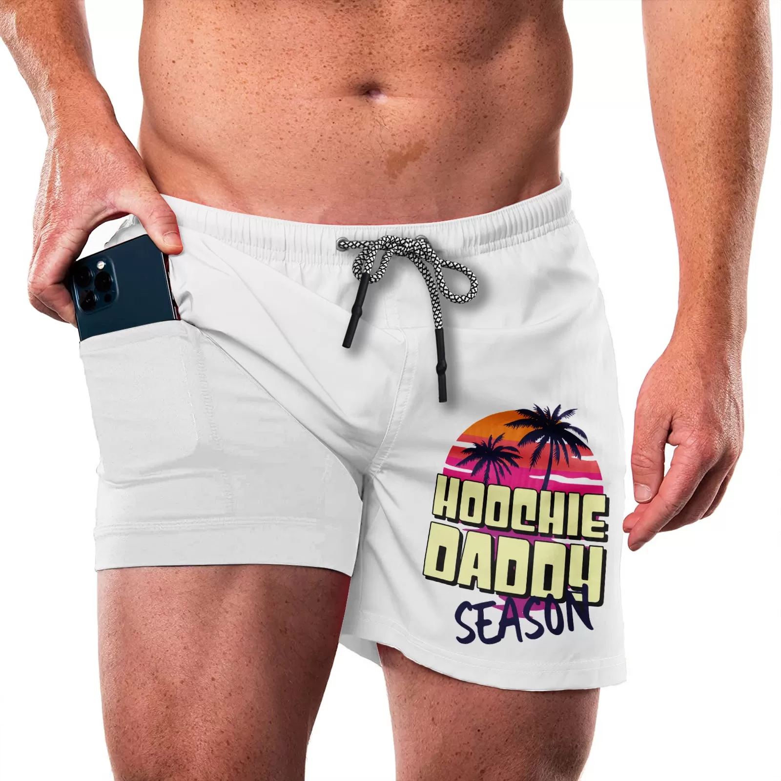 HOOCHIE DADDY HAWAII QUICKDRY POCKET 2 IN 1 7'' INSEAM RUNNING SHORTS