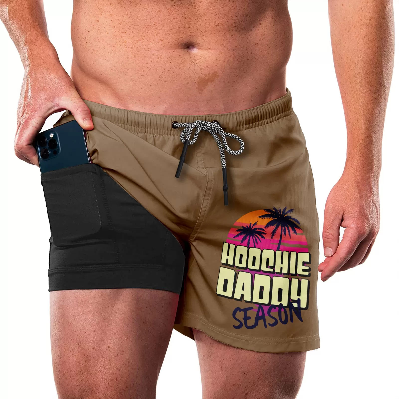 HOOCHIE DADDY HAWAII QUICKDRY POCKET 2 IN 1 7'' INSEAM RUNNING SHORTS