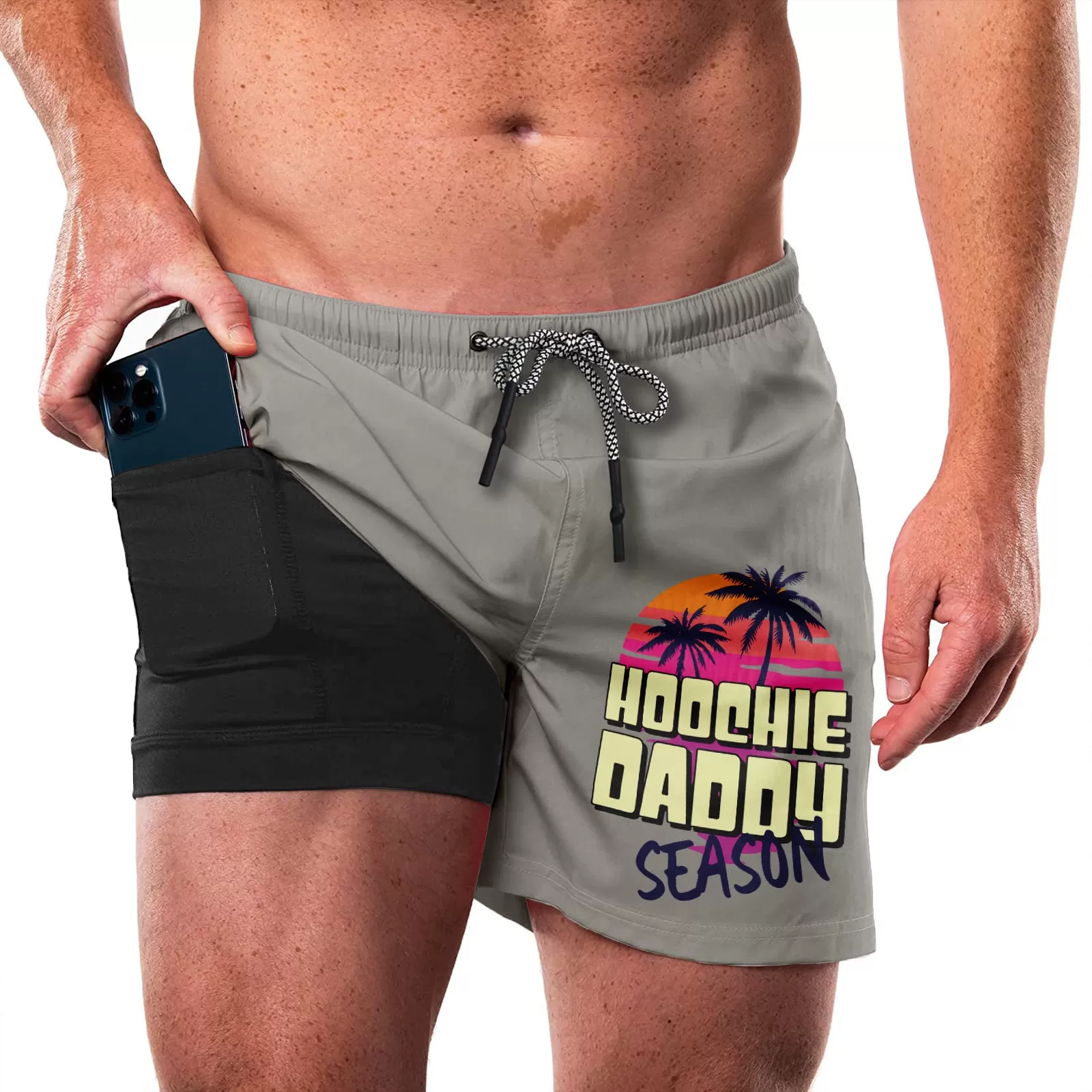 HOOCHIE DADDY HAWAII QUICKDRY POCKET 2 IN 1 7'' INSEAM RUNNING SHORTS