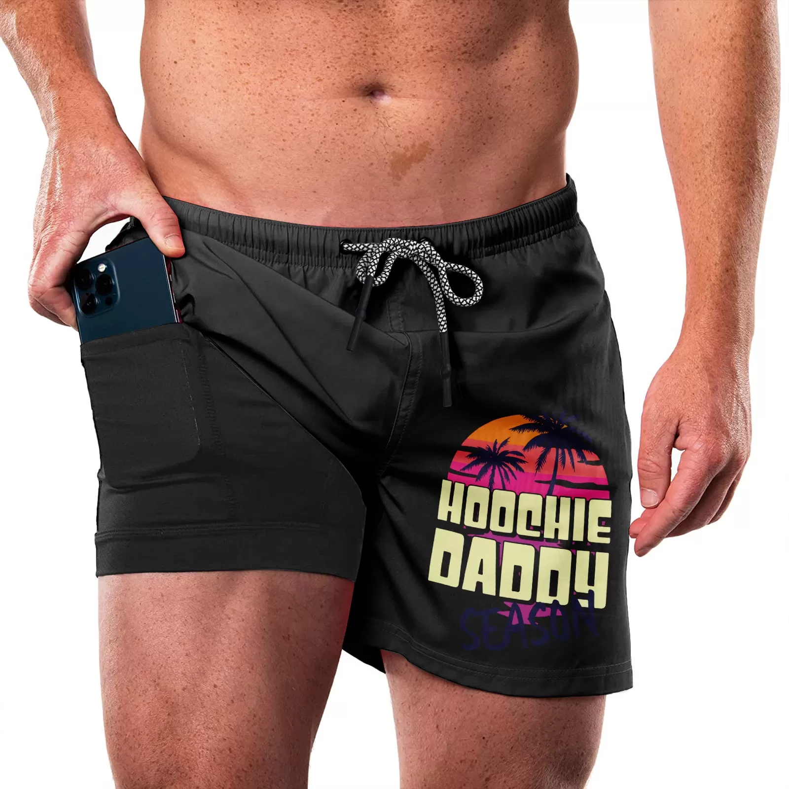 HOOCHIE DADDY HAWAII QUICKDRY POCKET 2 IN 1 7'' INSEAM RUNNING SHORTS