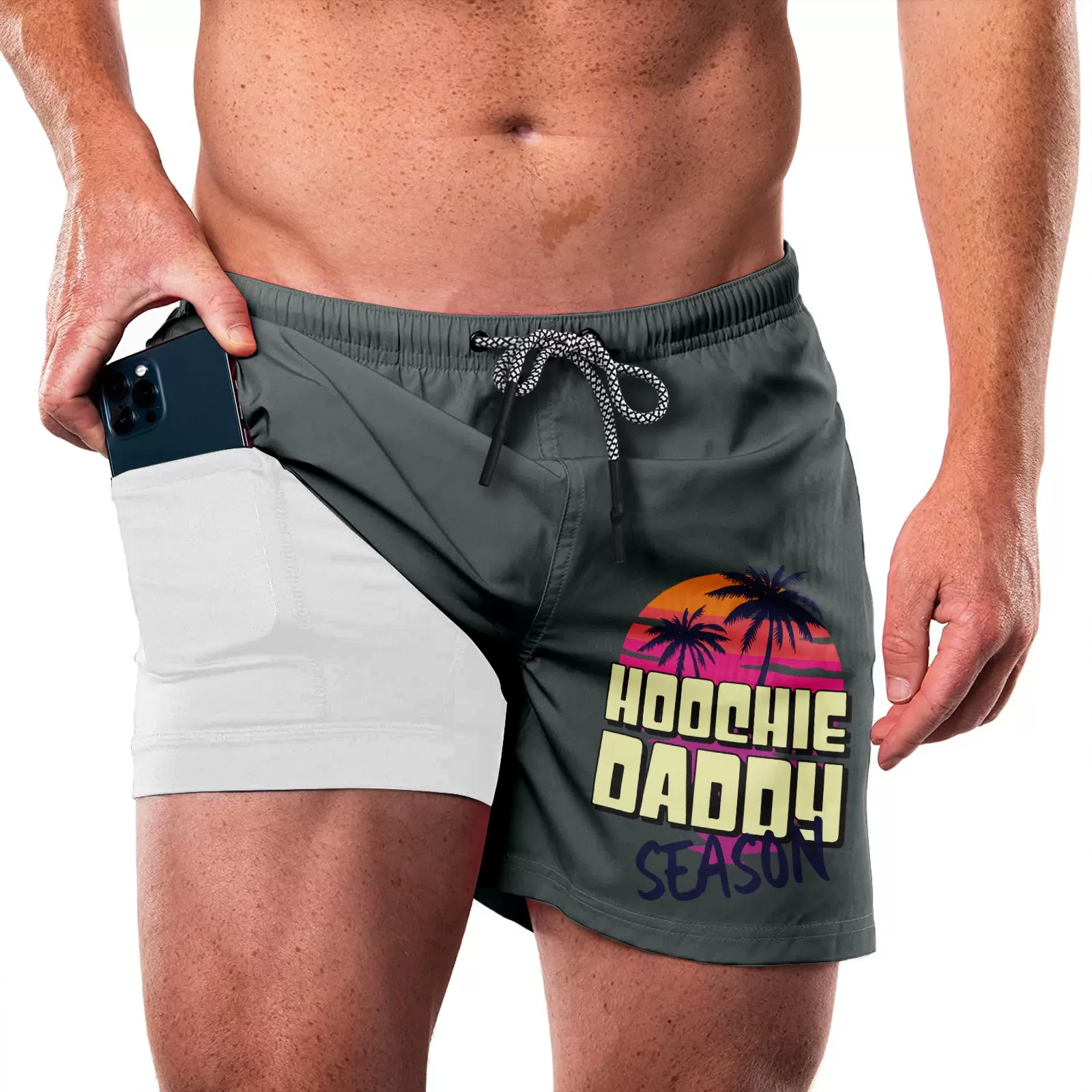 HOOCHIE DADDY HAWAII QUICKDRY POCKET 2 IN 1 7'' INSEAM RUNNING SHORTS