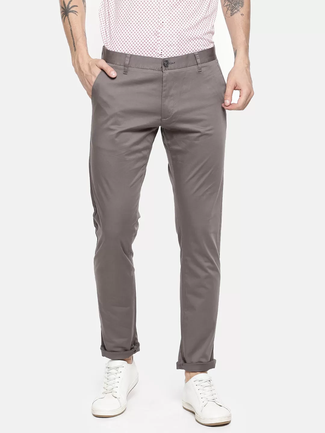 JDC Casual Solid Trouser-Silver Grey