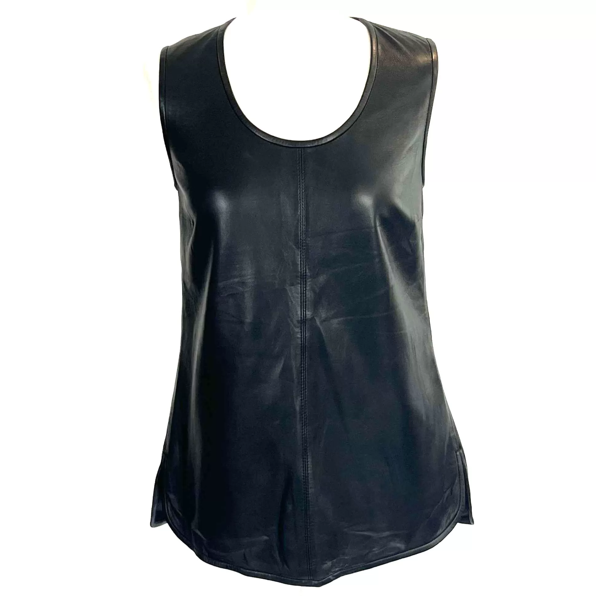 Joseph Brand New Black Nappa Leather Tunic Top S