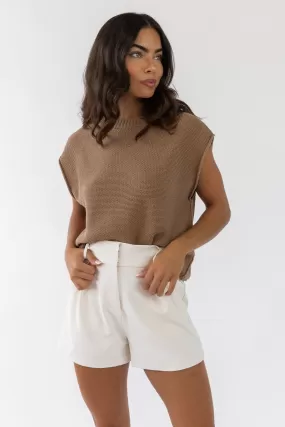 Knox Tan Exposed Hem Sweater