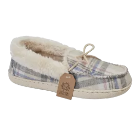 Ladies Bedroom Slippers Oatmeal Check Pembroke Jo & Joe