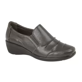 Ladies Dark Grey Slip on Wedge Slip On Work Shoe Beatrice