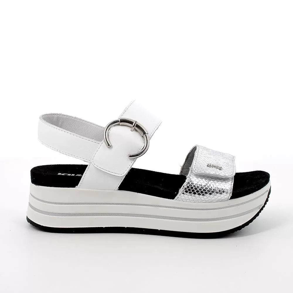 Ladies IGI & Co Sandals White/Silver Chunky Platform 5679111 sale