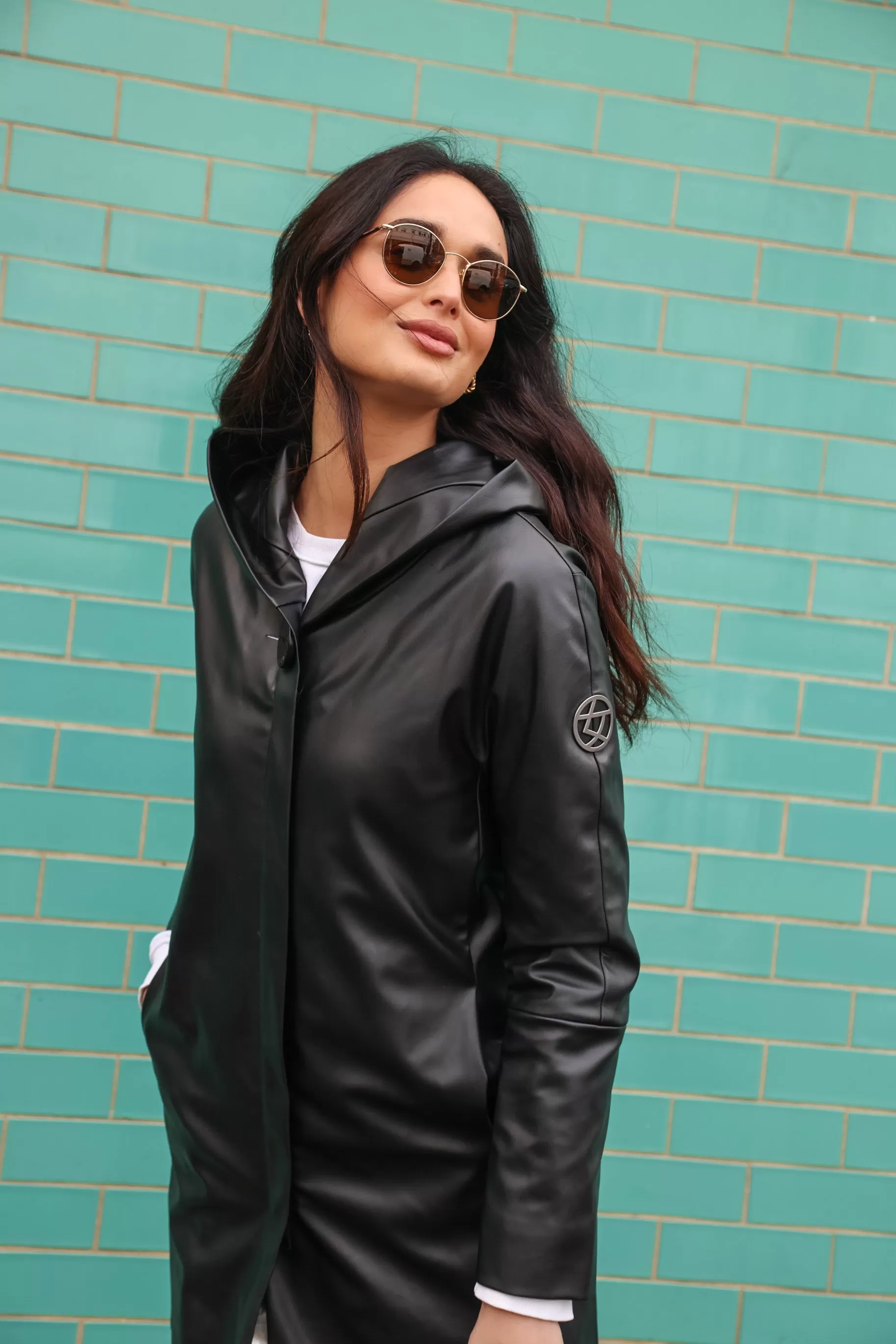 LANSDOWNE recycled vegan leather long coat