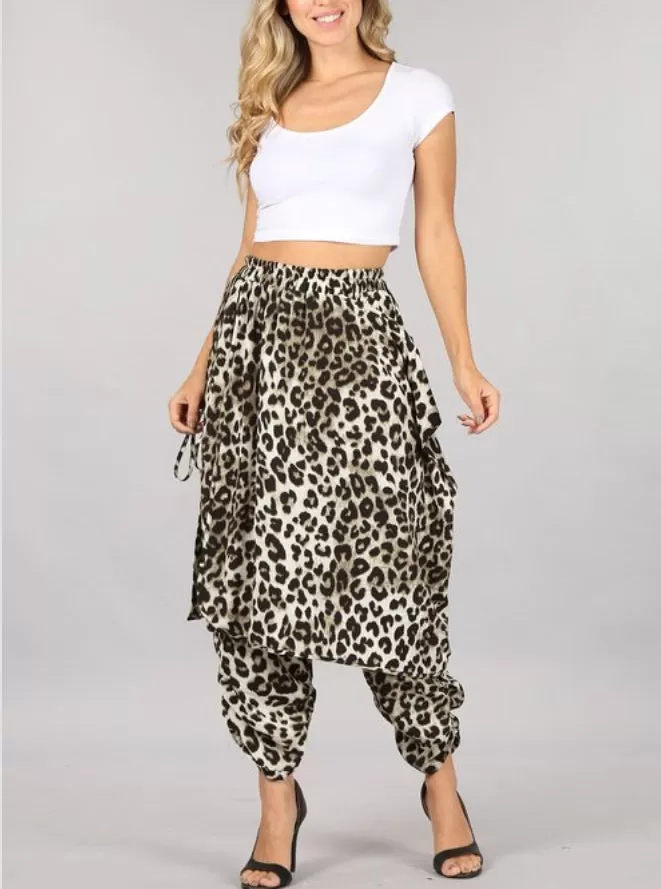 LEOPARD PRINT HAREM PANTS