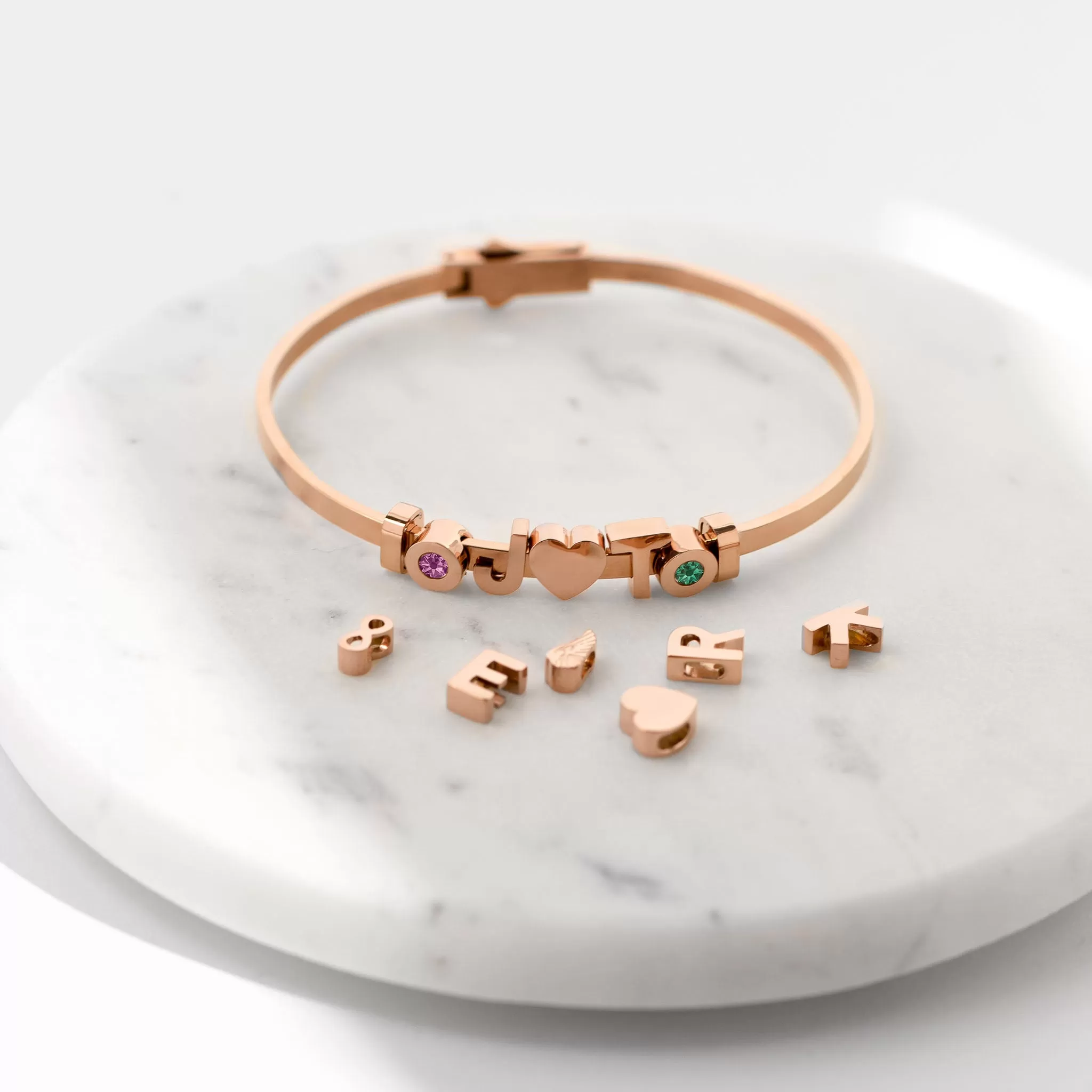 Letter bangle rosé gold