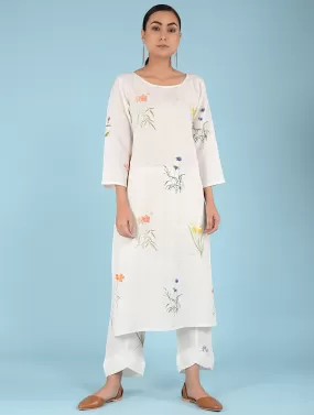 Lydia Watercolor Botanical Printed Linen Kurta