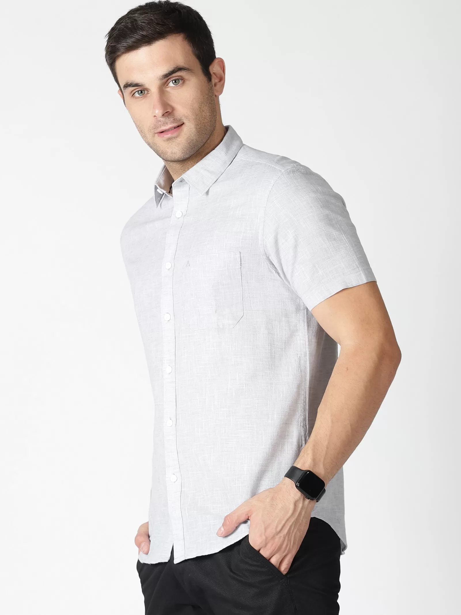 MEN'S ASH SOLID SLIM FIT SHIRT