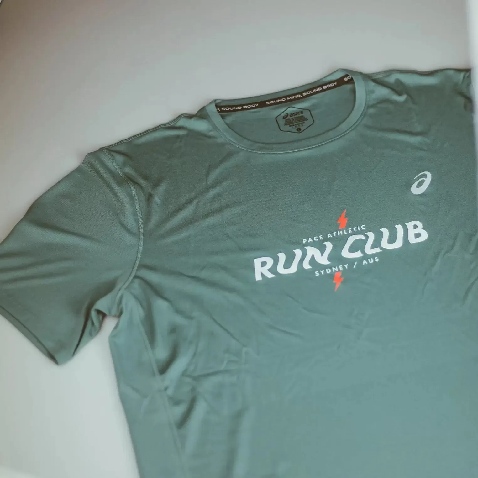 Mens ASICS x Run Club Icon Short Sleeved Top - Foggy Teal / Brilliant White