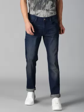 MEN'S BLUE SOLID SLIM FIT JEANS