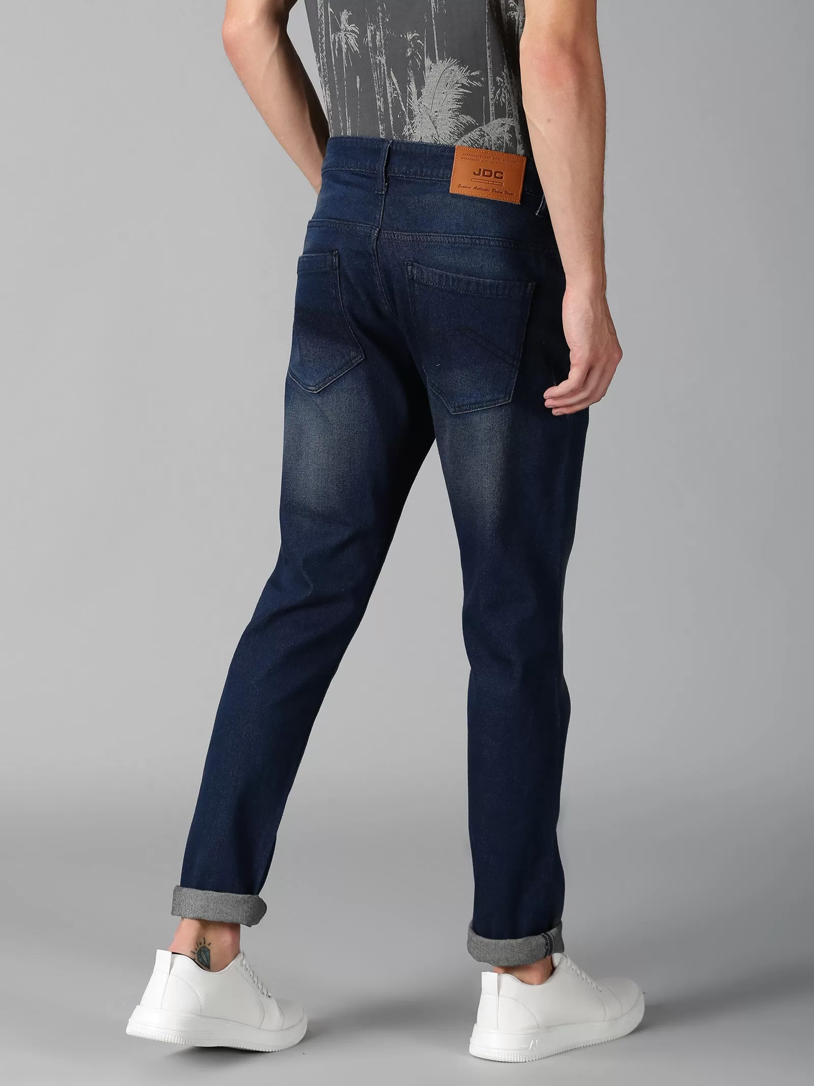 MEN'S BLUE SOLID SLIM FIT JEANS