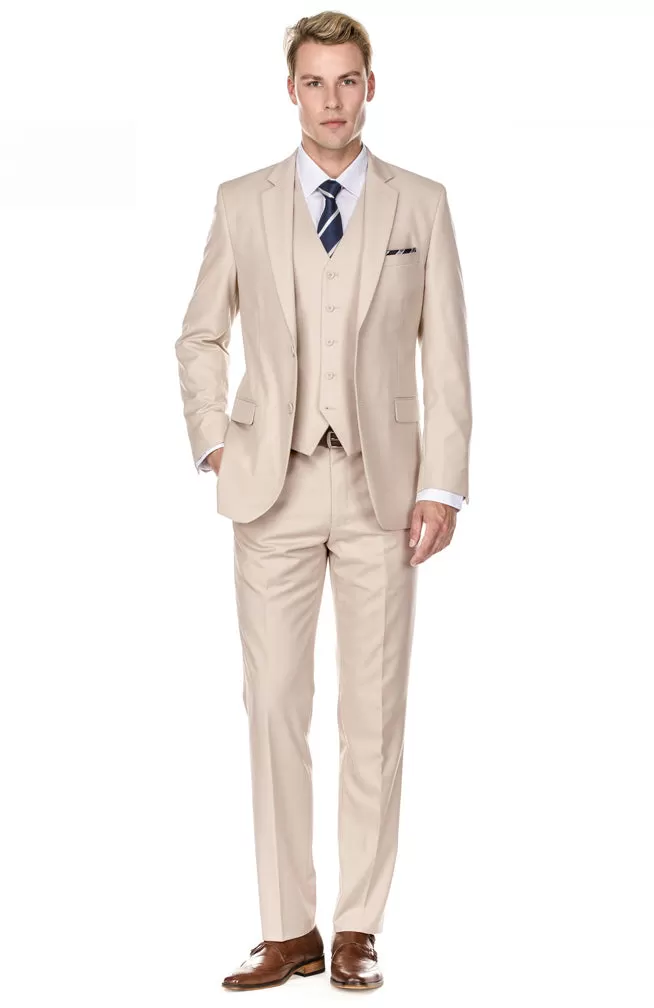 Men's Signature 3-Piece Slim Fit Suits (Lt Beige, Hunter Green, Copper)