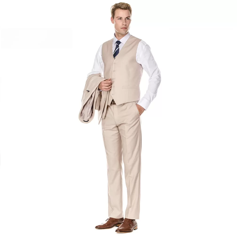 Men's Signature 3-Piece Slim Fit Suits (Lt Beige, Hunter Green, Copper)