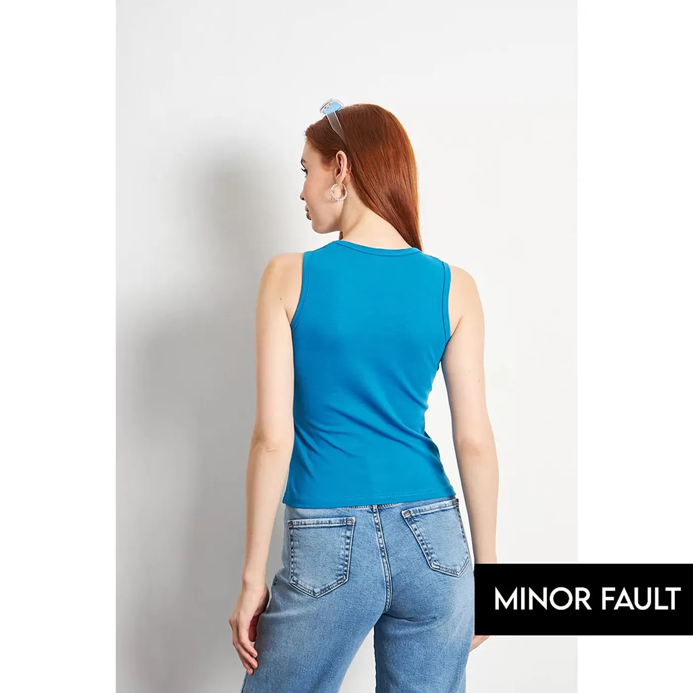 (Minor Fault) Teal Blue Basic Tank Top