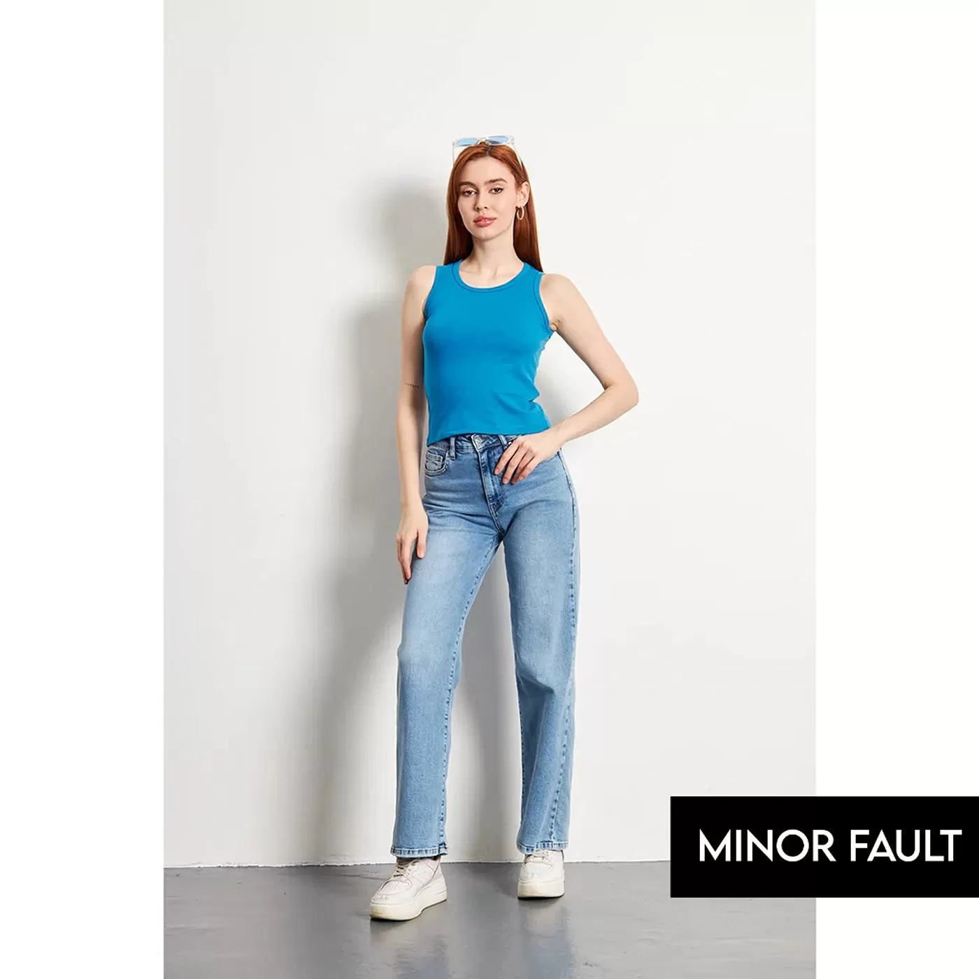 (Minor Fault) Teal Blue Basic Tank Top