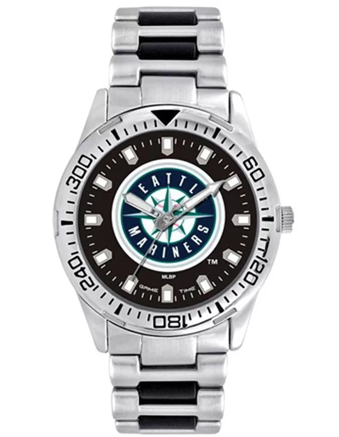 MLB Mens Seattle Mariners Heavy Hitter Watch - Bracelet Strap - Color Logo