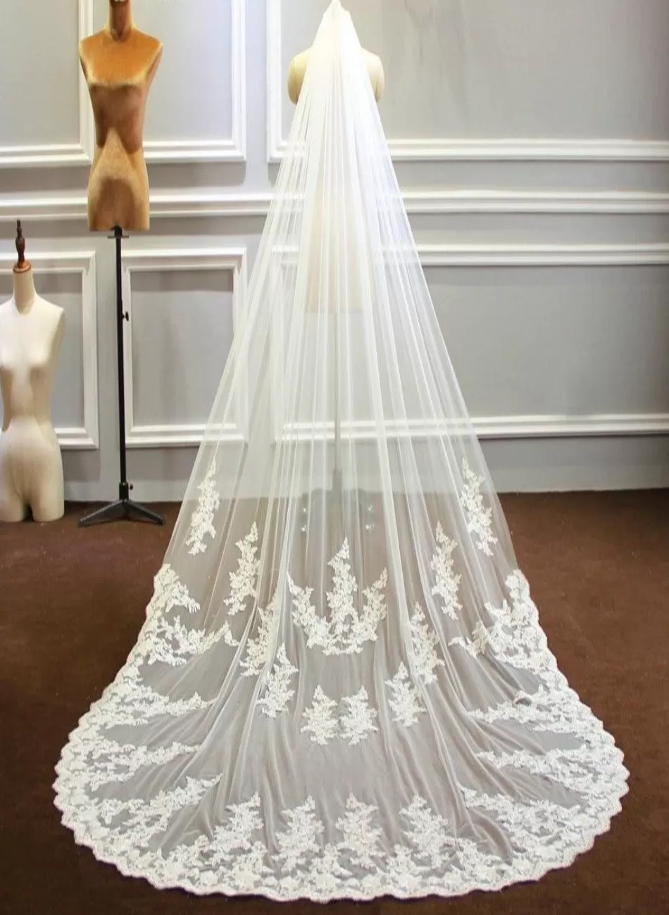 One layer Lace Veil With Comb 3M width and 3M long