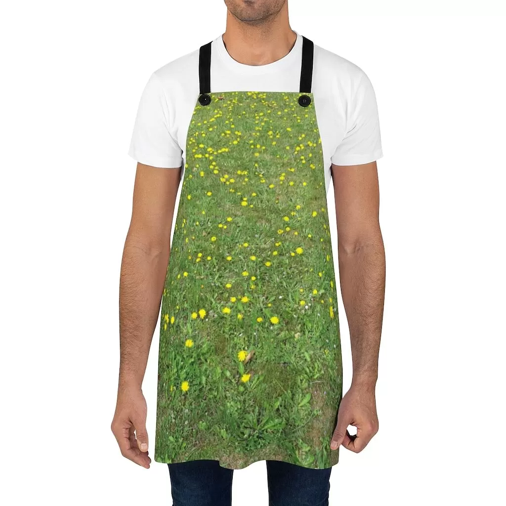 Original Kitchen Apron / Grass Print With Flowers In It / Nature Print Apron