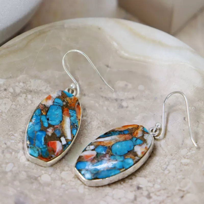 Oyster Turquoise Drop Bohemian Earrings