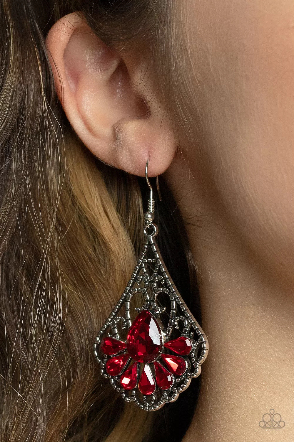 Paparazzi Earrings Exemplary Elegance - Red