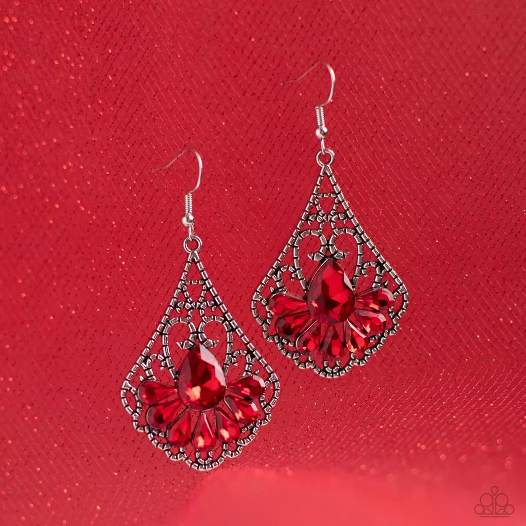 Paparazzi Earrings Exemplary Elegance - Red