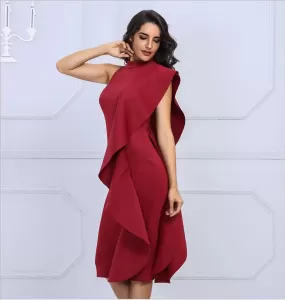 Patchwork Ruffles Sleeveless Bodycon Dress