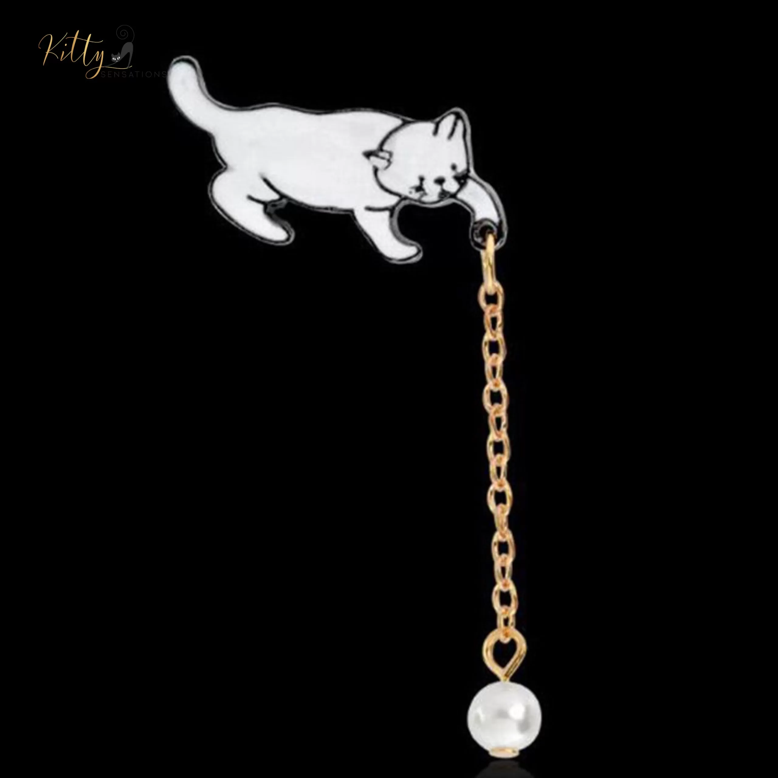 Playful Cat Lapel Pin / Brooch (Enamel Over Metal)