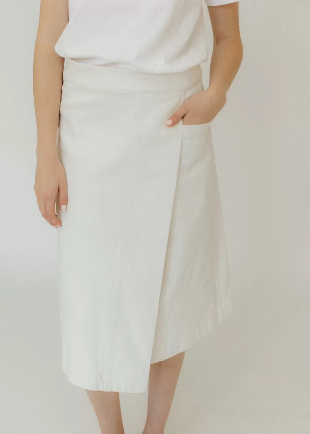 Proenza Schouler Iris Wrap Skirt in Ecru Stretch Twill