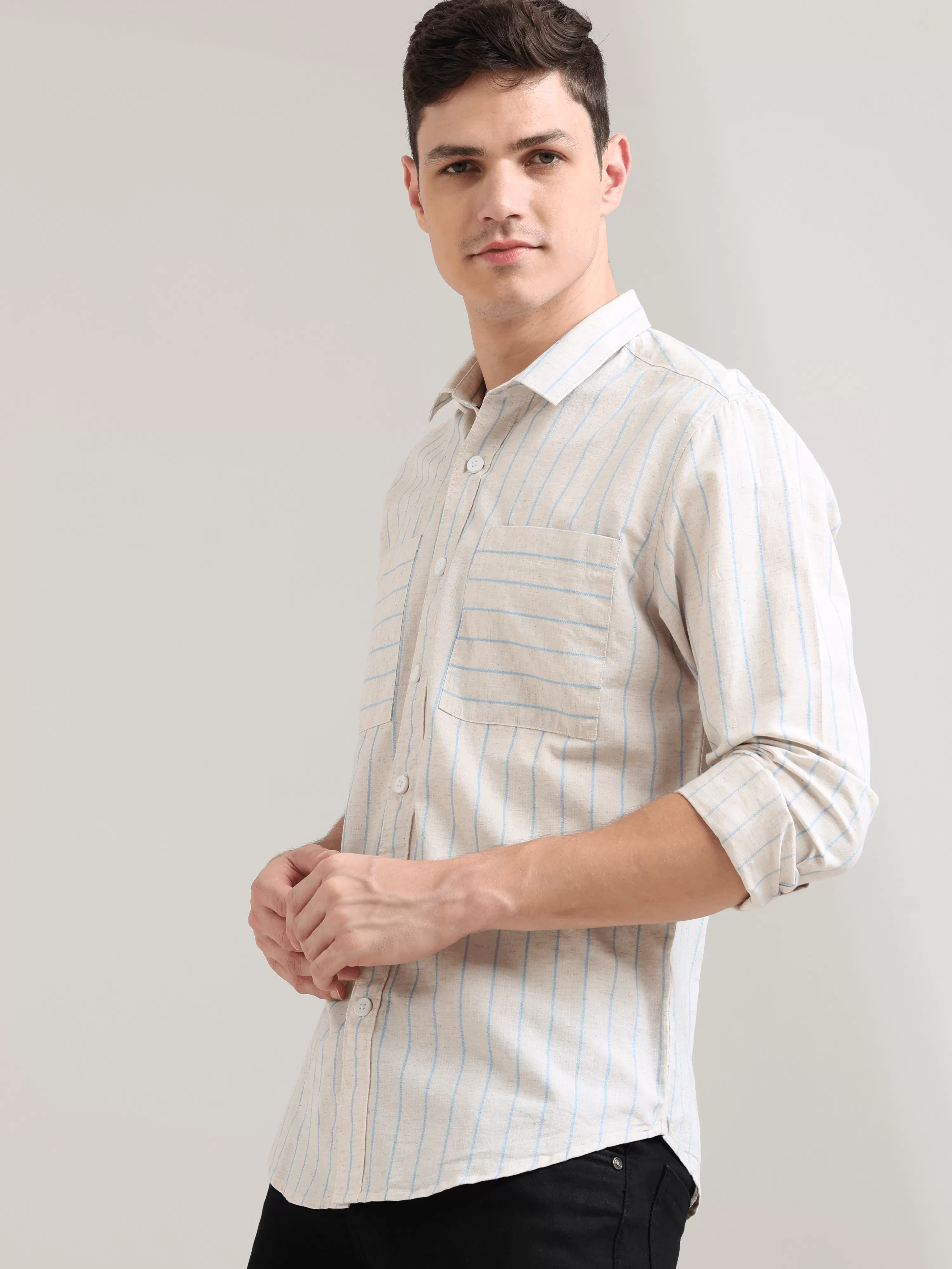 Pure Cotton Blue Stripes Casual Shirt