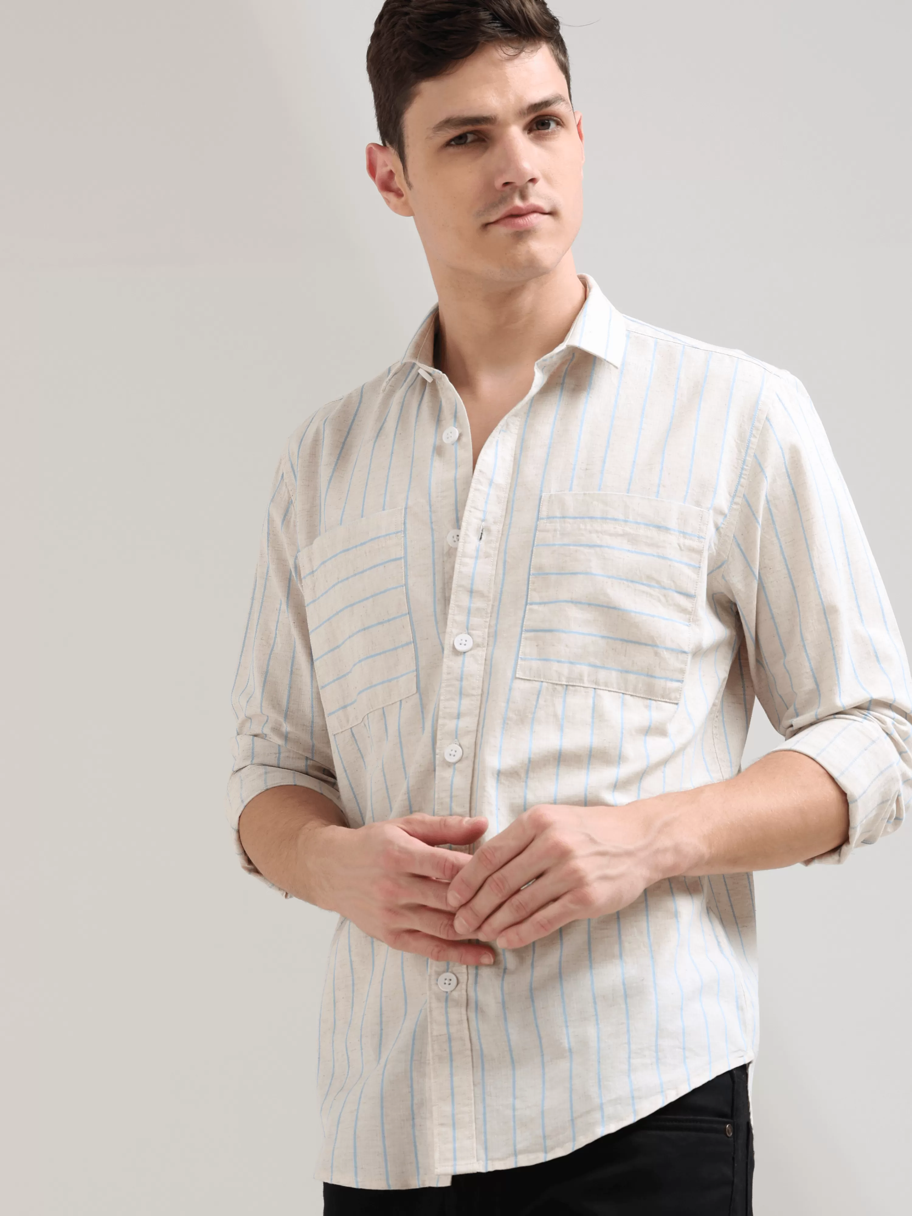 Pure Cotton Blue Stripes Casual Shirt