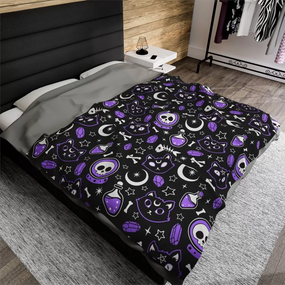 Purple Cat Magic Plush Blanket