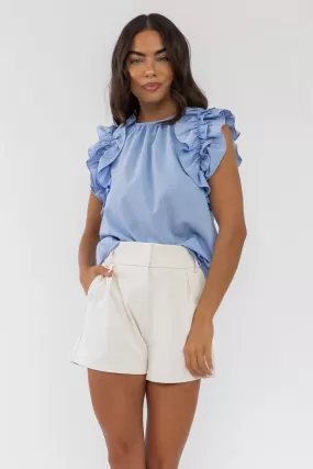 Ruffle Me Up Blue Top