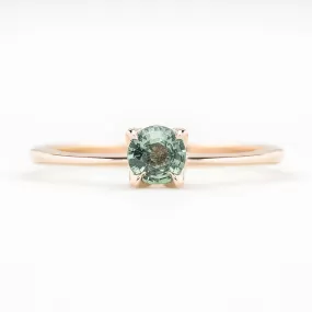 Sara Ring 4.5mm 0.40ct Aqua Green Unheated Madagascar Sapphire 14K Rose Gold