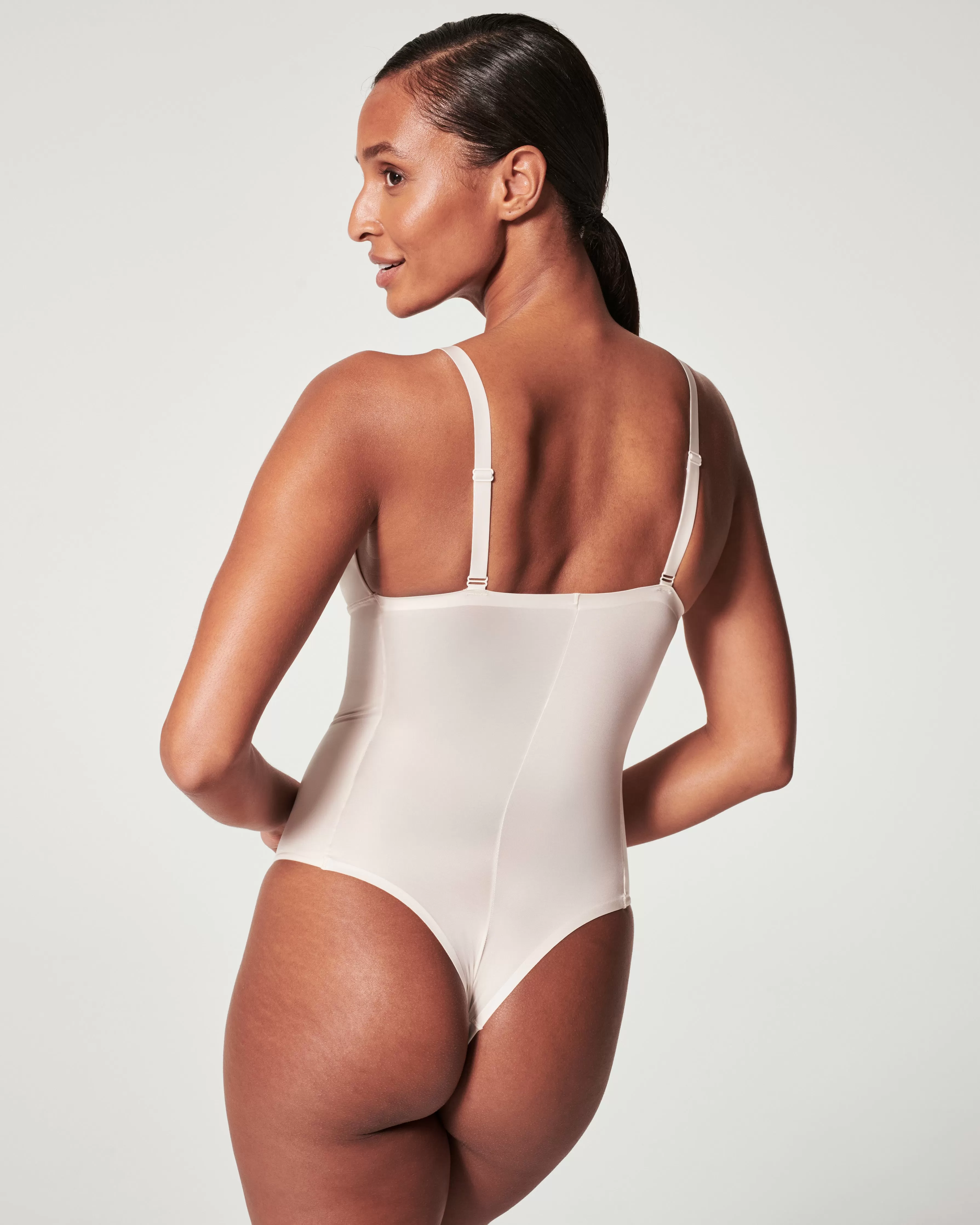 Shaping Satin Thong Bodysuit