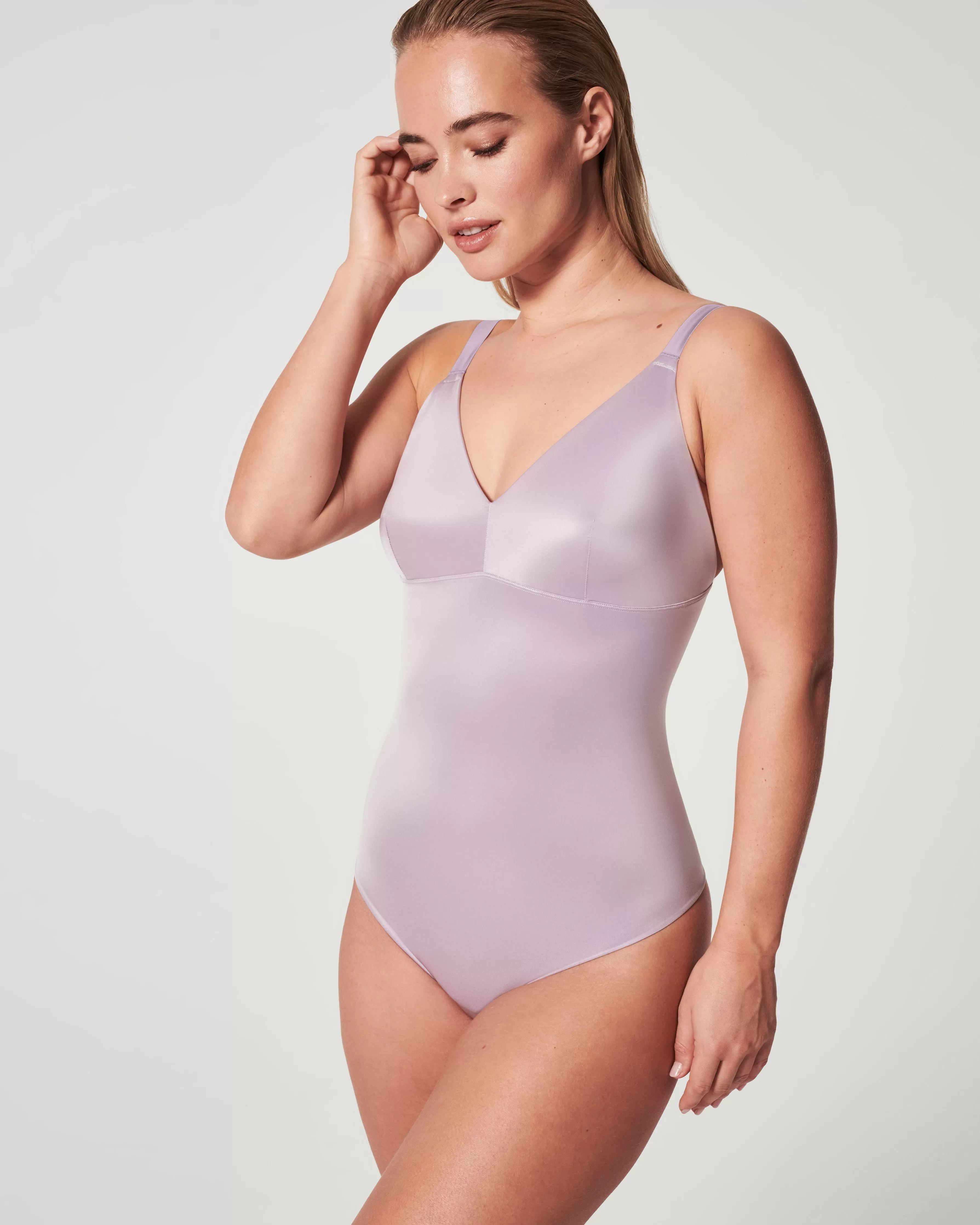 Shaping Satin Thong Bodysuit