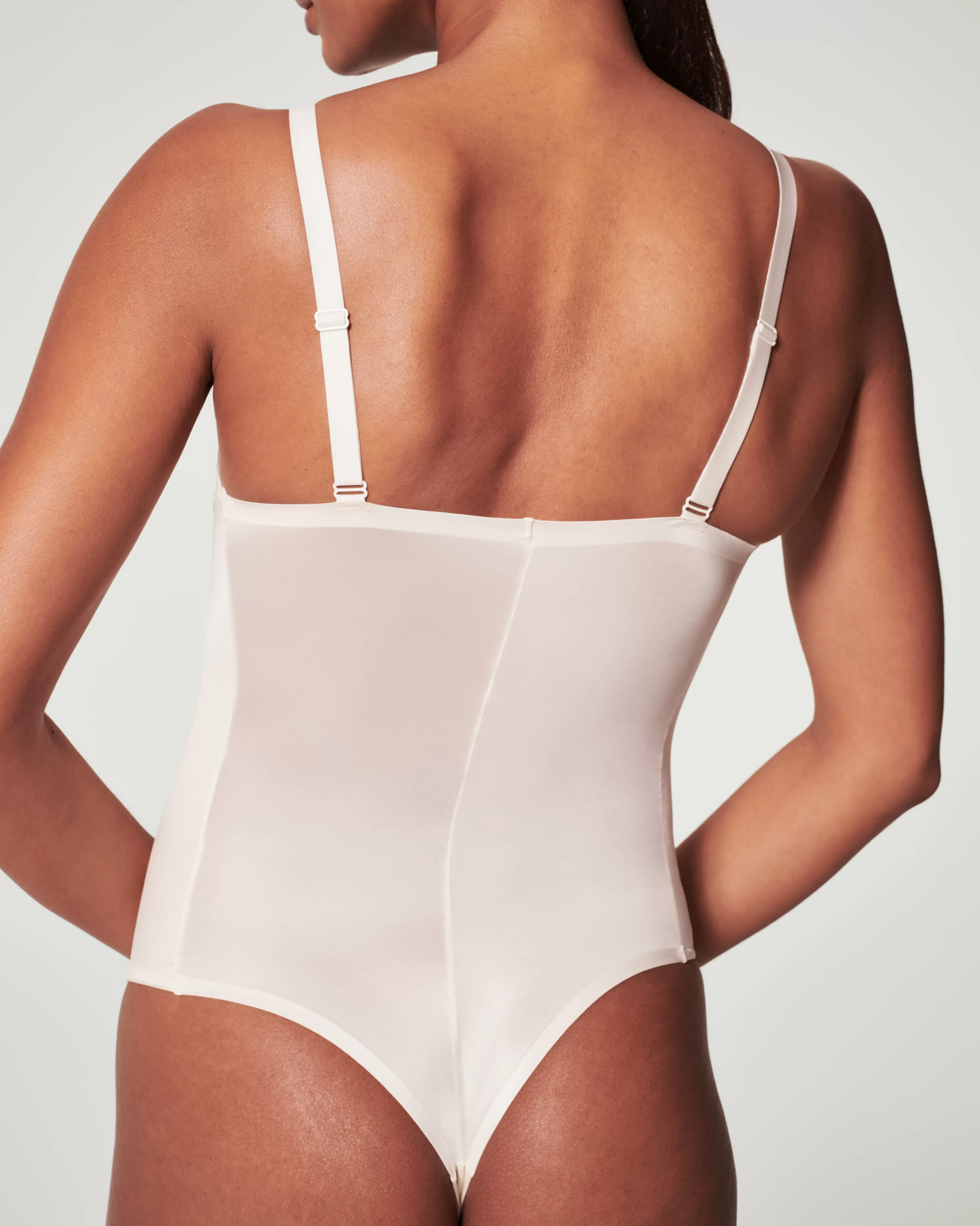 Shaping Satin Thong Bodysuit