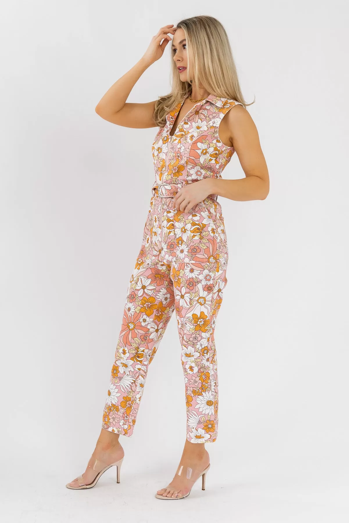 Simona Apricot Floral Jumpsuit