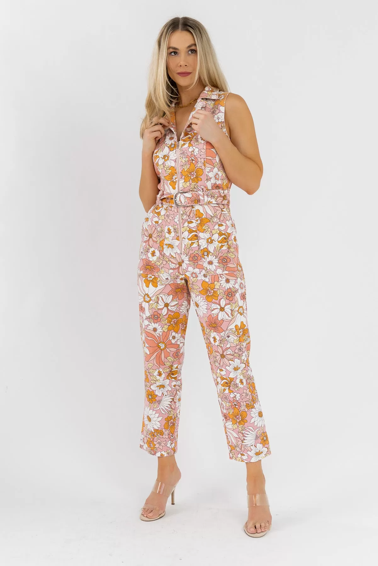 Simona Apricot Floral Jumpsuit