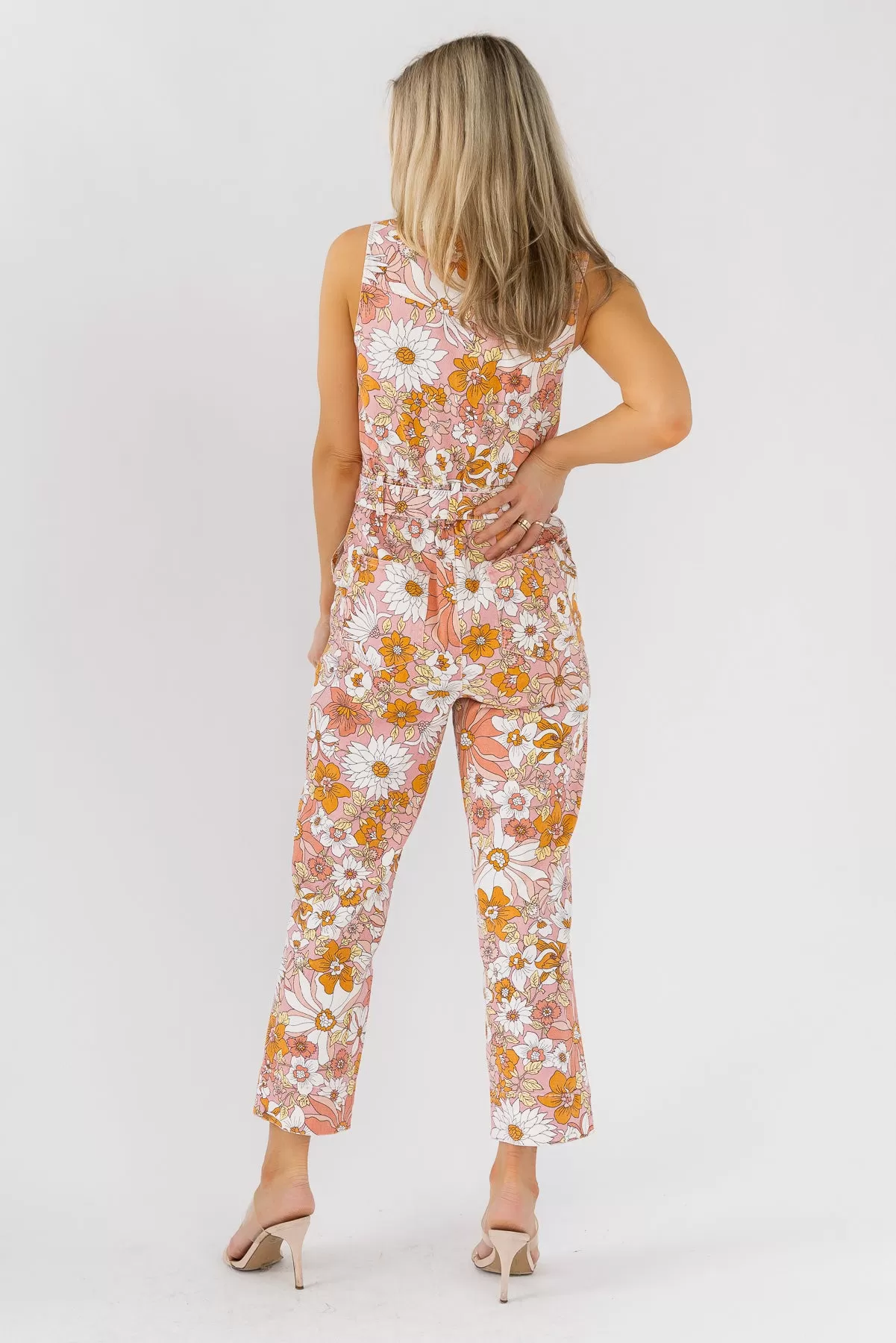 Simona Apricot Floral Jumpsuit