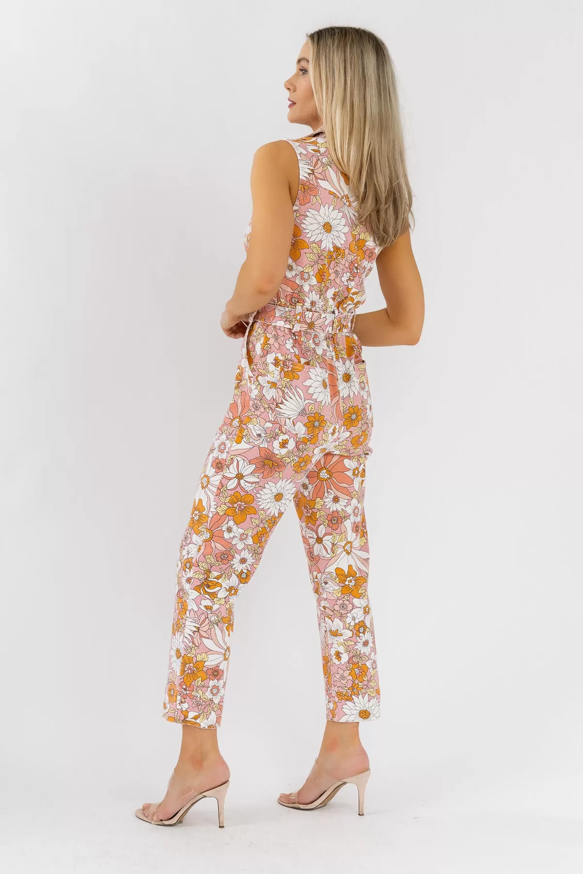 Simona Apricot Floral Jumpsuit