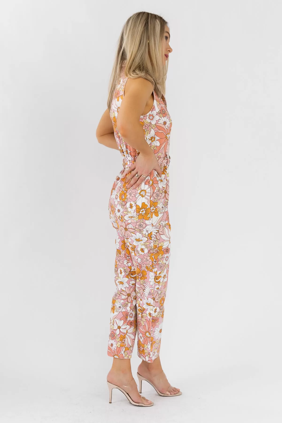 Simona Apricot Floral Jumpsuit