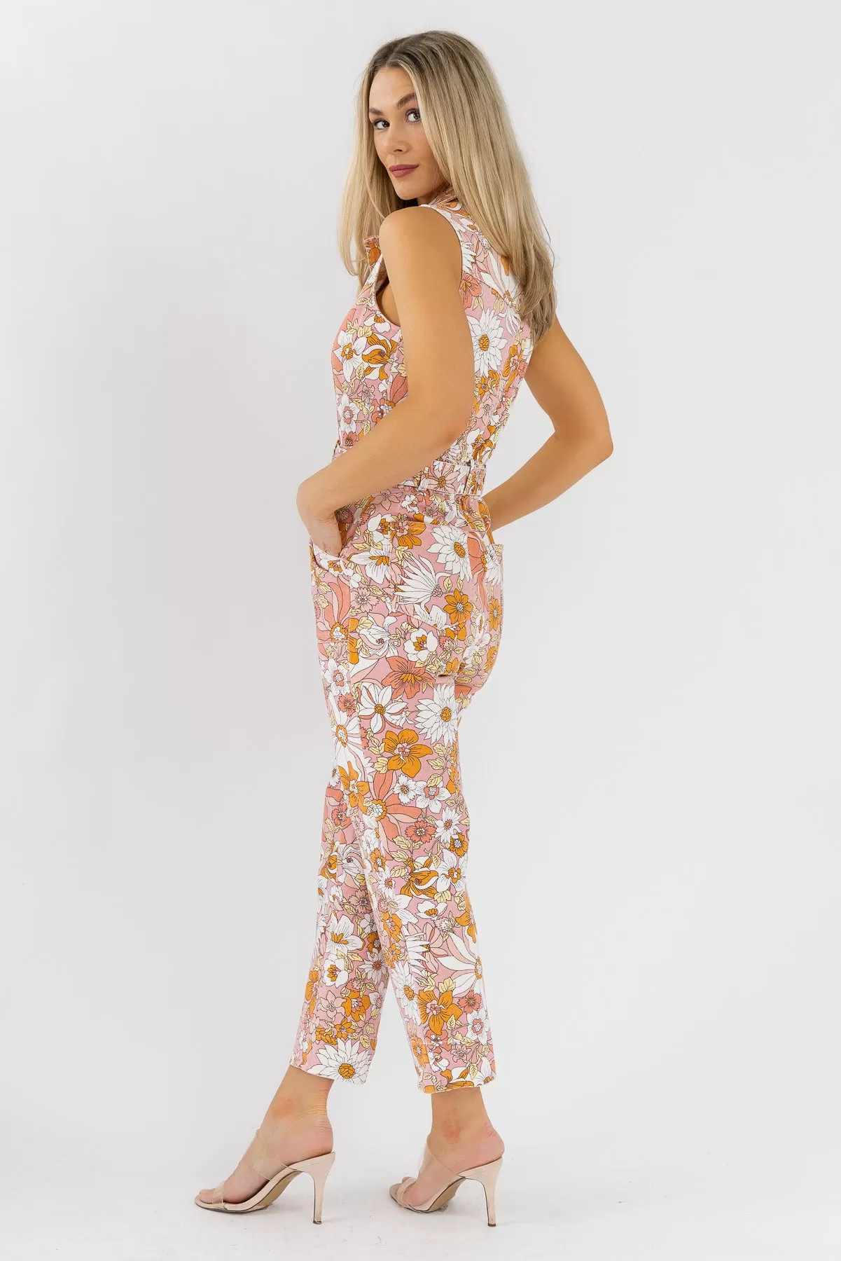 Simona Apricot Floral Jumpsuit